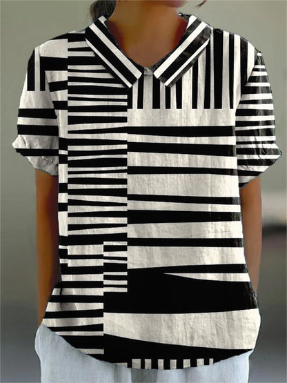 Abstract Stripes Print Midi Dress