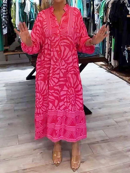 Mira – sunset bloom v-neck dress