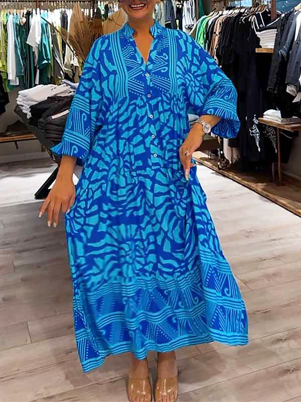 Mira – sunset bloom v-neck dress