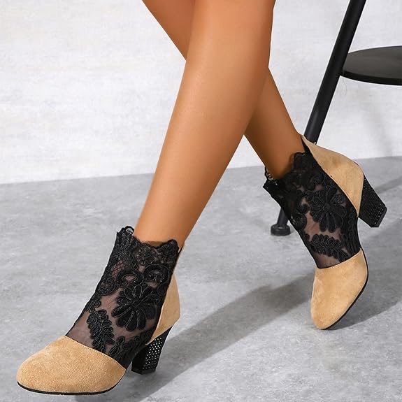 ELEGANT SUMMER PUMPS- WITH LACE & RHINESTONES
