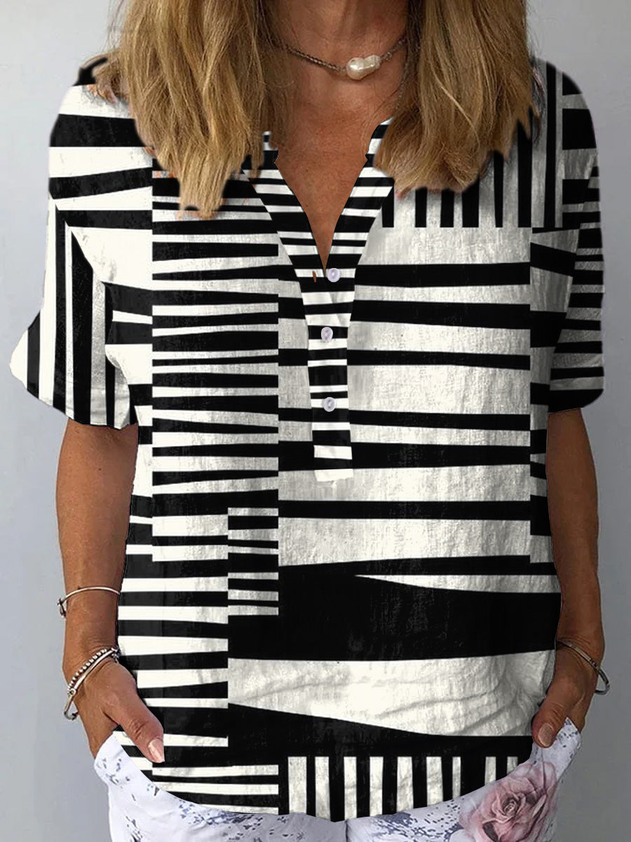Abstract Stripes Print Midi Dress