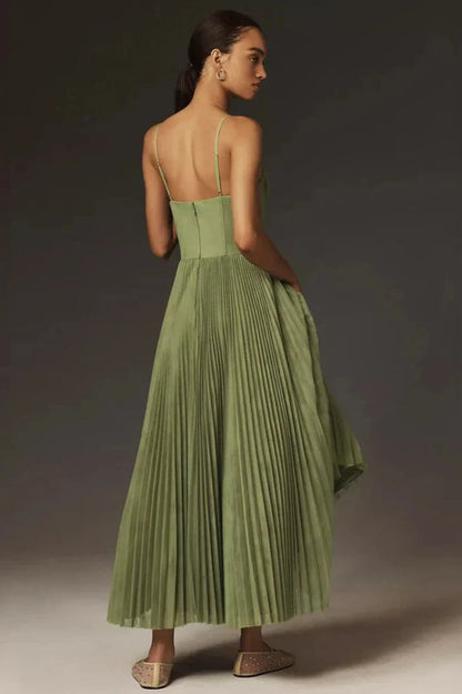 CLAIRE - PLEATED TULLE DRESS WITH ASYMMETRIC DRAPE