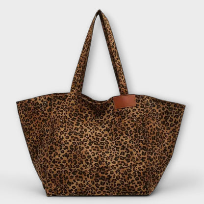 ELEGANT LEOPARD -PRINT CANVAS SHOULDER BAG
