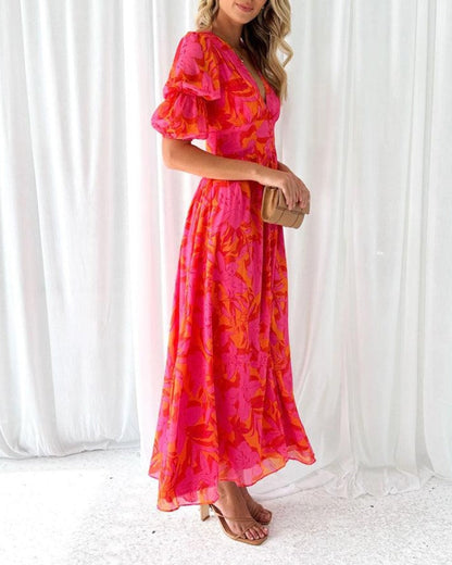 Clara- flowing elegance with timeless puff-sleeve charm