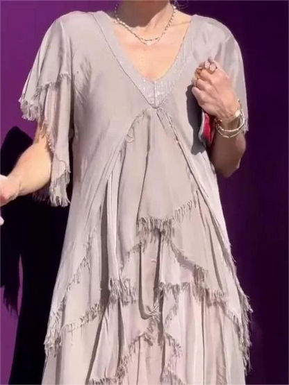 SAVANE - LONG DRESS WITH NECKLINE