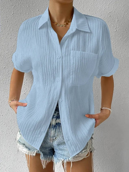 Brielle – sun-kissed linen ripple top
