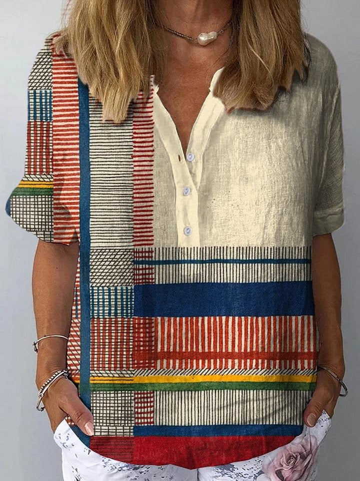 Vintage Geometric Line Art – soft structure cotton day dress
