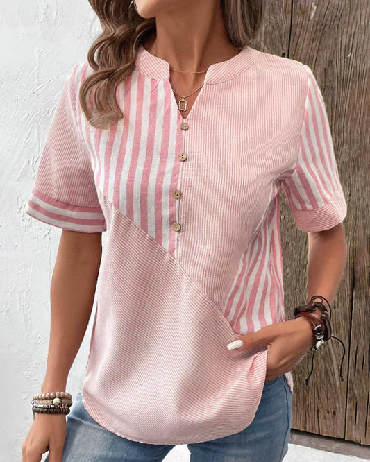 Sandra – coastal lines striped blouse