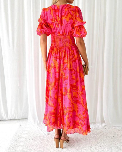 Clara- flowing elegance with timeless puff-sleeve charm