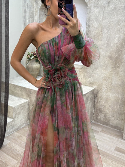 KAYLA - ASYMMETRICAL FLORAL MAXI DRESS