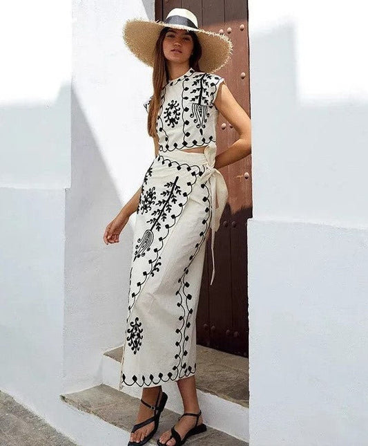 Camilla – wild garden top & skirt set