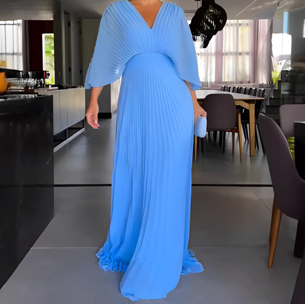 Pleated Dress – soft pleats & elegant waistline