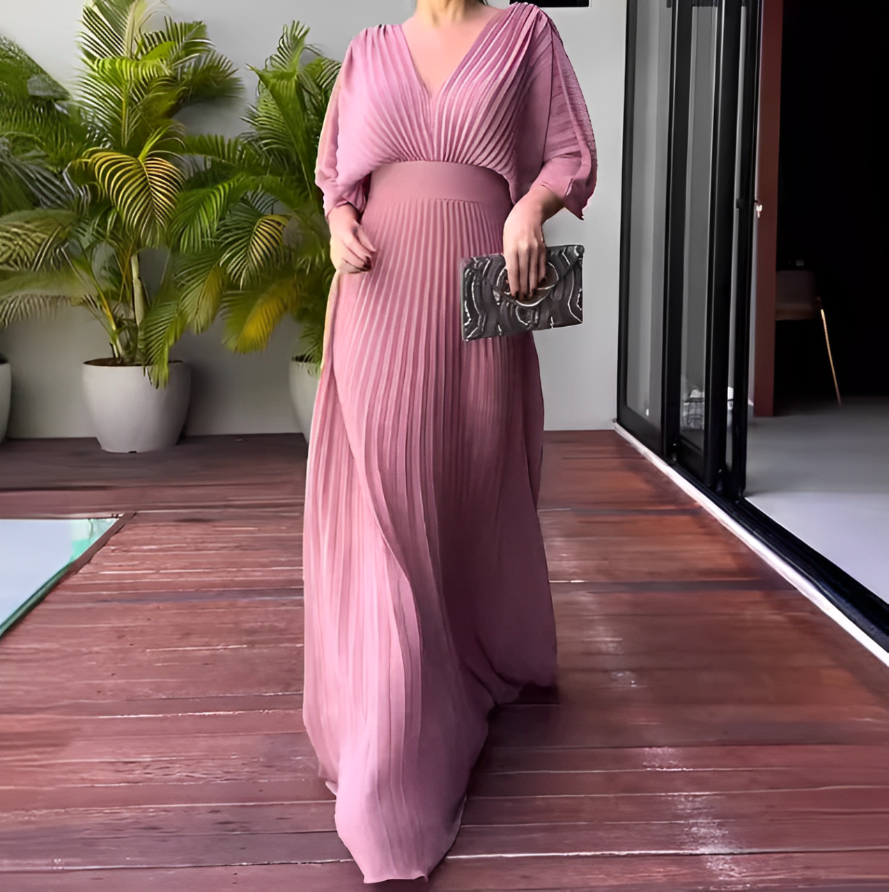 Pleated Dress – soft pleats & elegant waistline