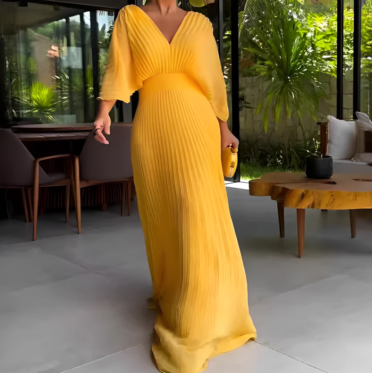 Pleated Dress – soft pleats & elegant waistline