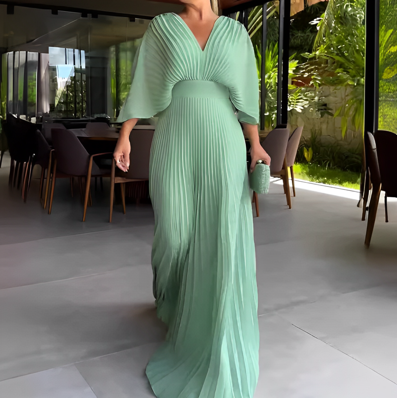 Pleated Dress – soft pleats & elegant waistline