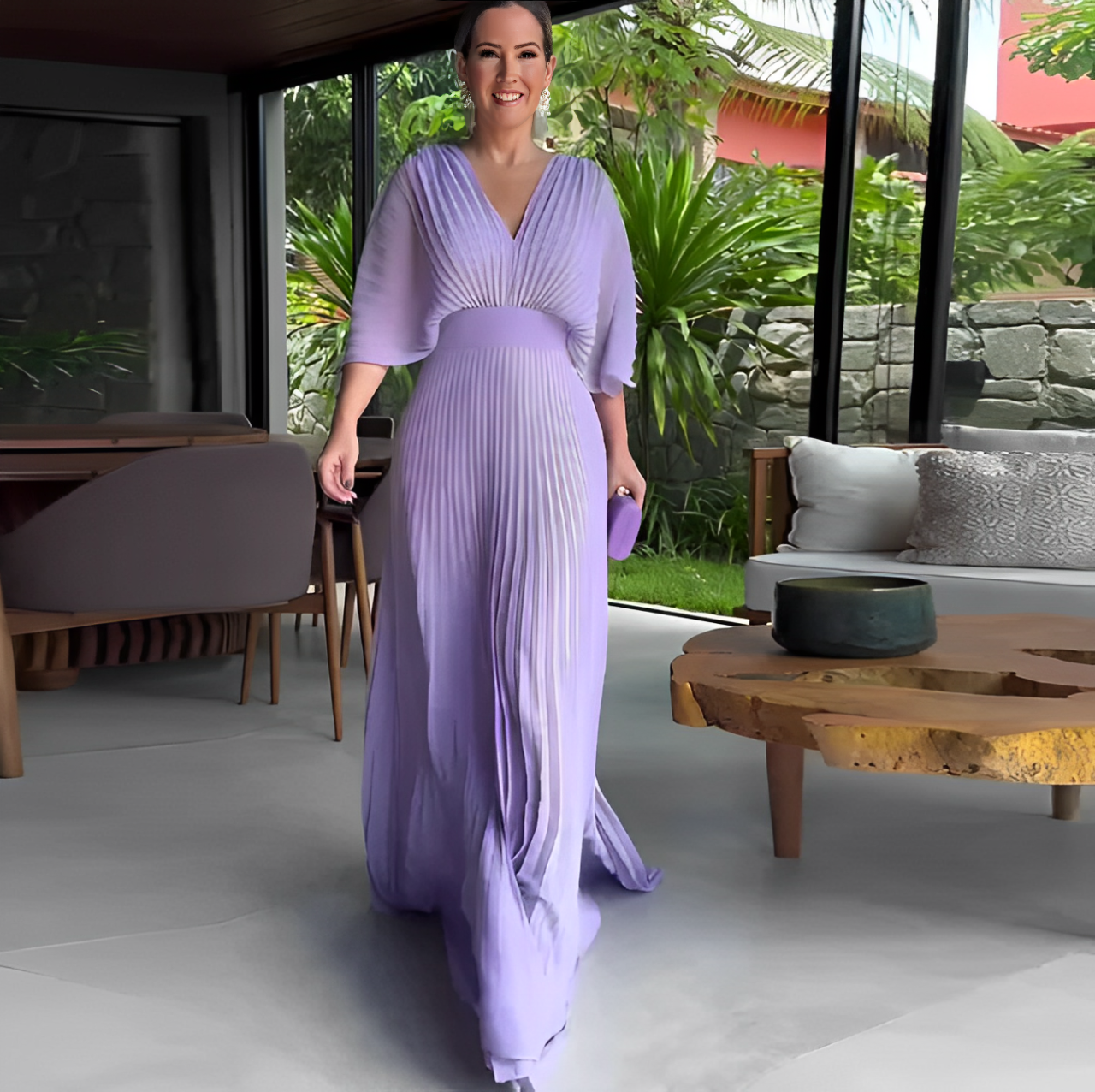 Pleated Dress – soft pleats & elegant waistline