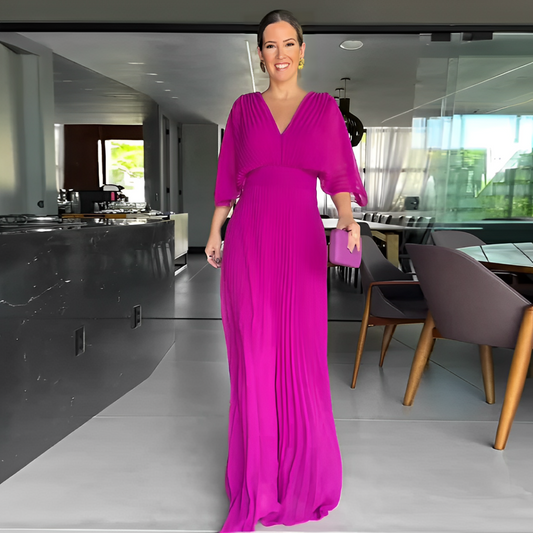 Pleated Dress – soft pleats & elegant waistline