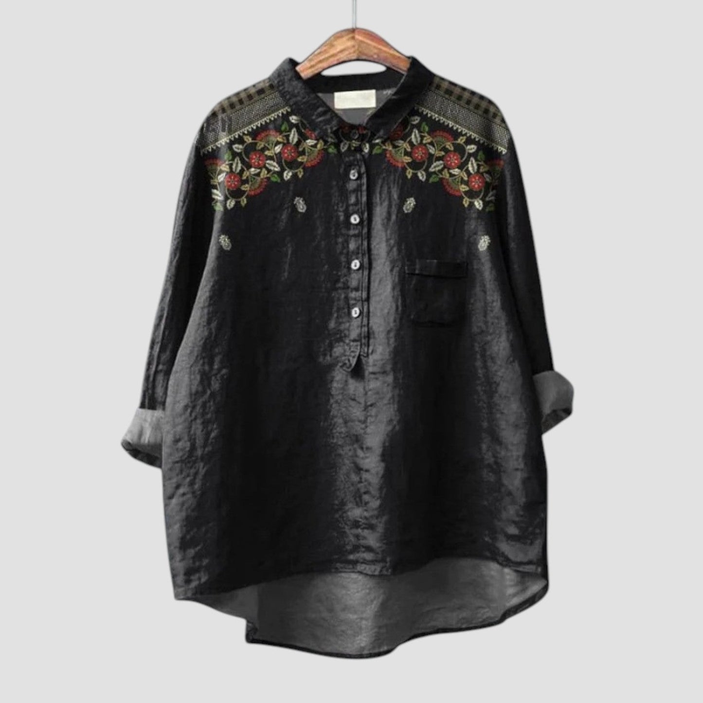 Carina – midnight bloom relaxed-fit blouse