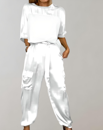 FINLEY - LUXURIOUS SILKY CARGO LOUNGE SET FOR ULTIMATE COMFORT