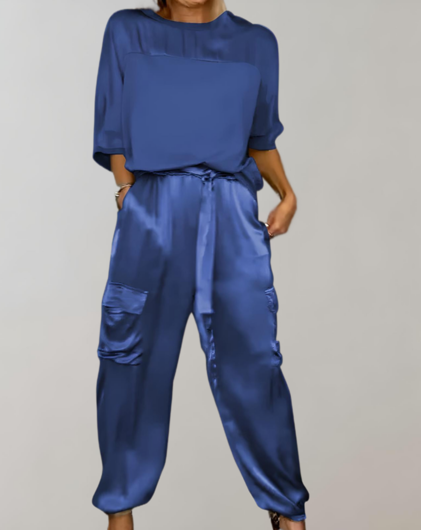 FINLEY - LUXURIOUS SILKY CARGO LOUNGE SET FOR ULTIMATE COMFORT