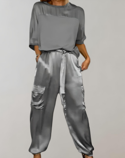 FINLEY - LUXURIOUS SILKY CARGO LOUNGE SET FOR ULTIMATE COMFORT