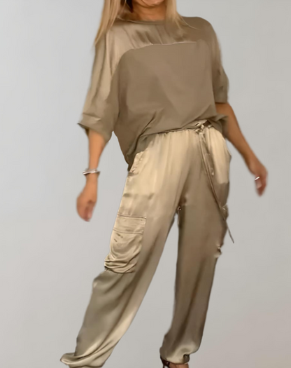 FINLEY - LUXURIOUS SILKY CARGO LOUNGE SET FOR ULTIMATE COMFORT