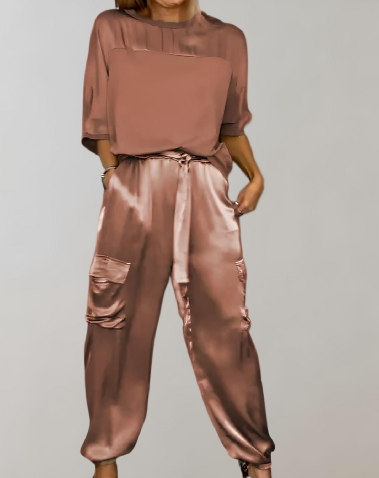 FINLEY - LUXURIOUS SILKY CARGO LOUNGE SET FOR ULTIMATE COMFORT