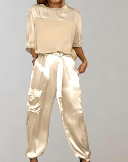 FINLEY - LUXURIOUS SILKY CARGO LOUNGE SET FOR ULTIMATE COMFORT
