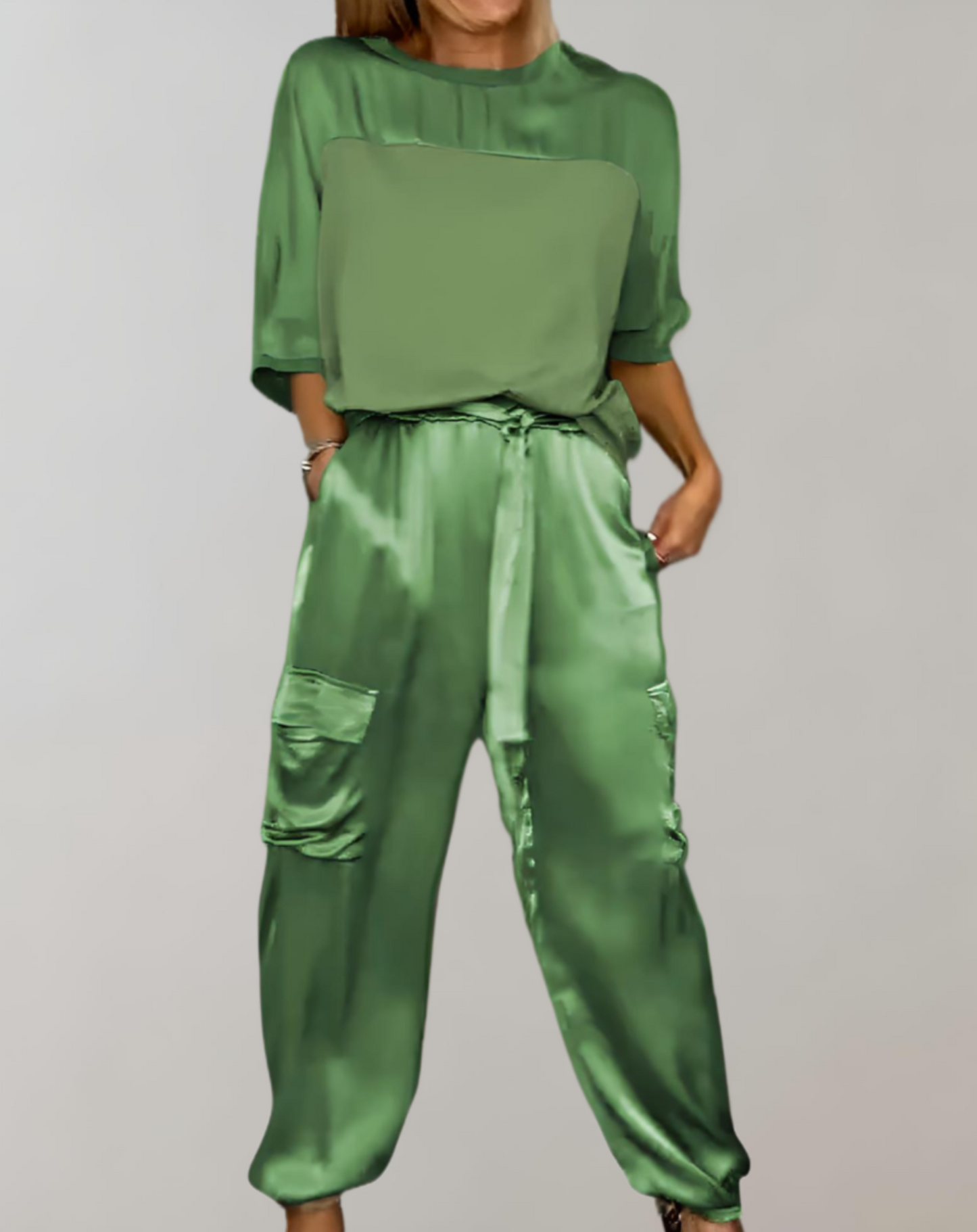 FINLEY - LUXURIOUS SILKY CARGO LOUNGE SET FOR ULTIMATE COMFORT