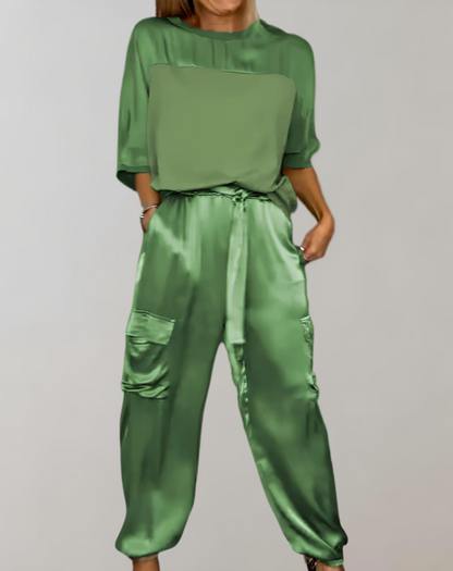 FINLEY - LUXURIOUS SILKY CARGO LOUNGE SET FOR ULTIMATE COMFORT
