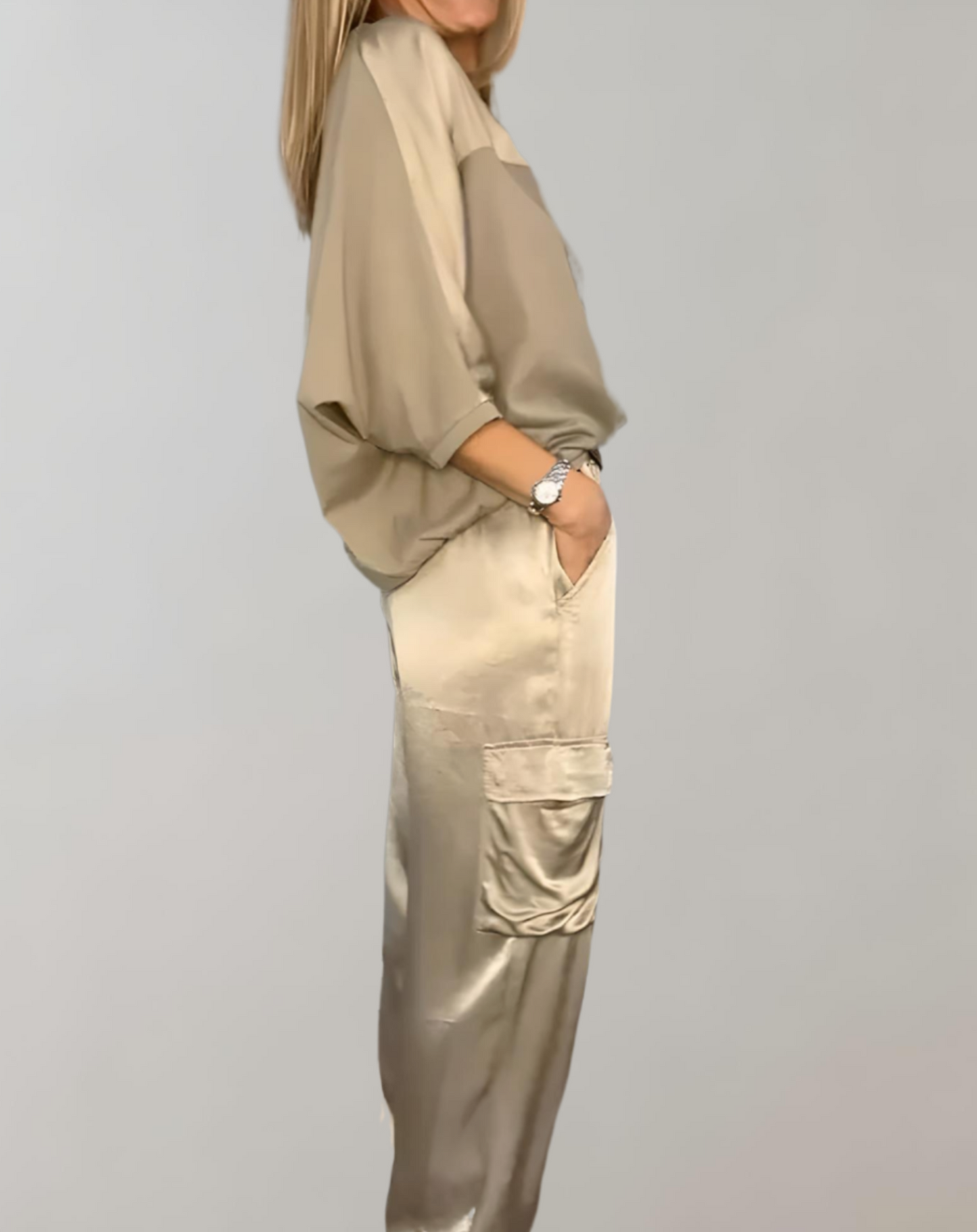 FINLEY - LUXURIOUS SILKY CARGO LOUNGE SET FOR ULTIMATE COMFORT