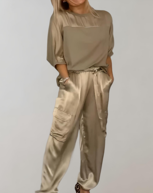 FINLEY - LUXURIOUS SILKY CARGO LOUNGE SET FOR ULTIMATE COMFORT