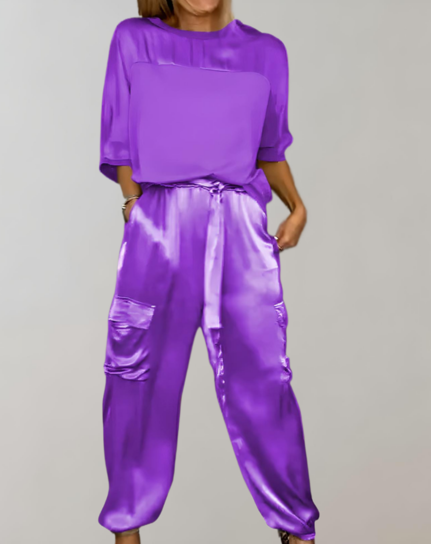 FINLEY - LUXURIOUS SILKY CARGO LOUNGE SET FOR ULTIMATE COMFORT