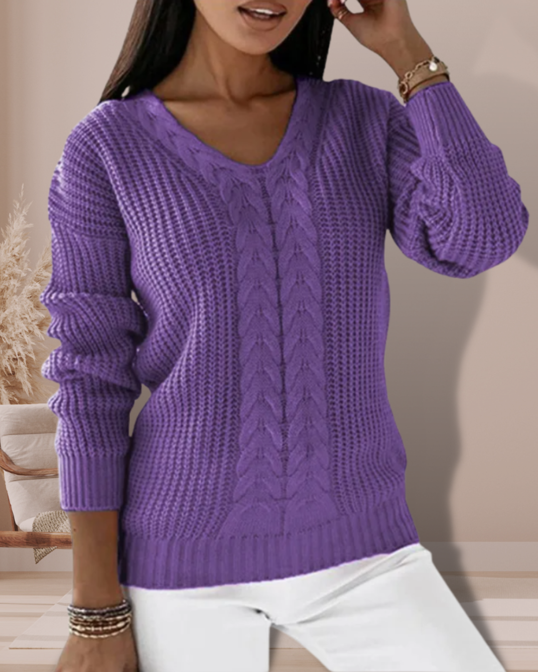 LINSIE - ELEGANT V-NECK SWEATER