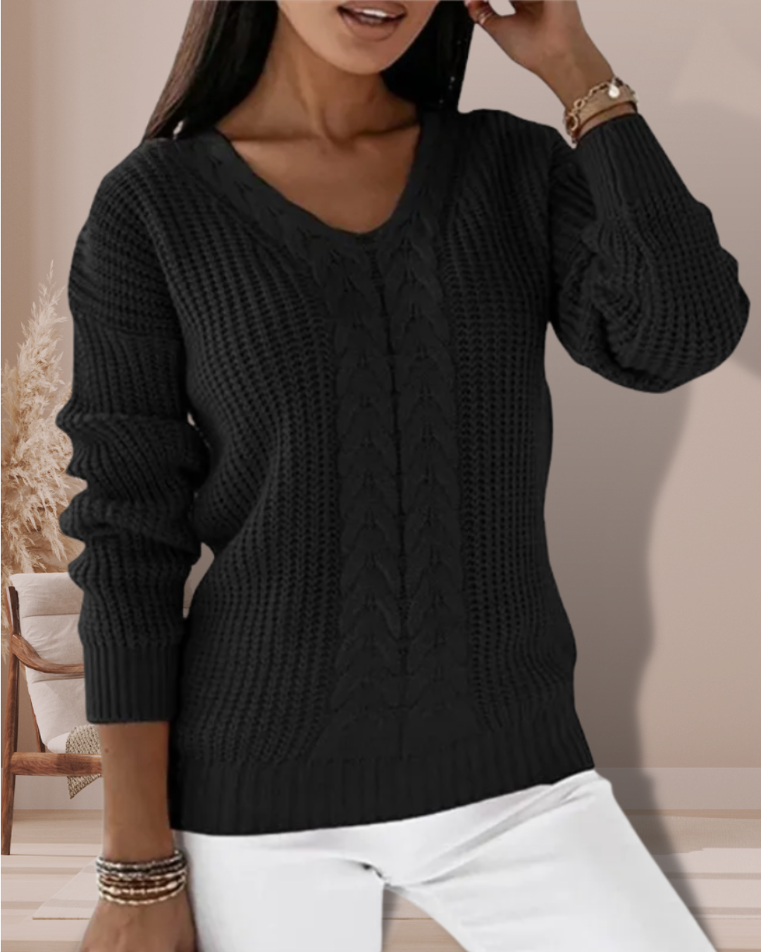 LINSIE - ELEGANT V-NECK SWEATER