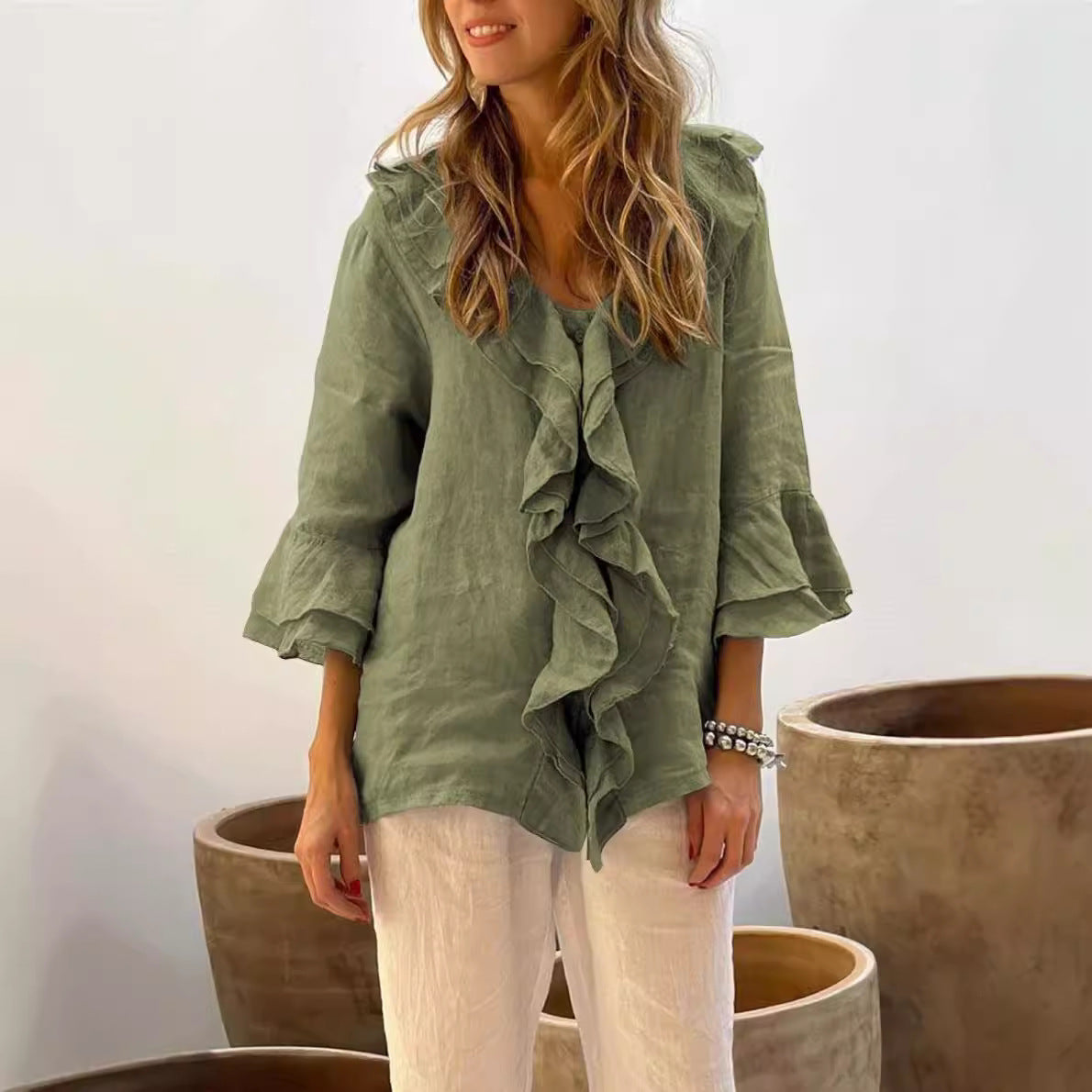 Cherry – rose-tide ruffle blouse