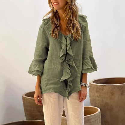 Cherry – rose-tide ruffle blouse