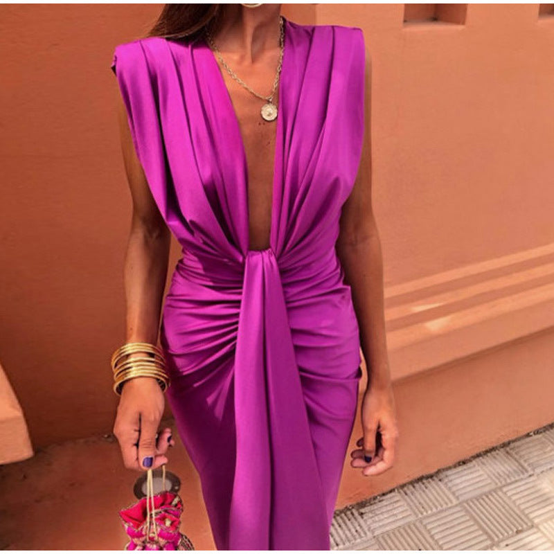 ISABELLA - PARTY DRESS WITH PLUNGING NECKLINE