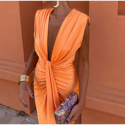 ISABELLA - PARTY DRESS WITH PLUNGING NECKLINE