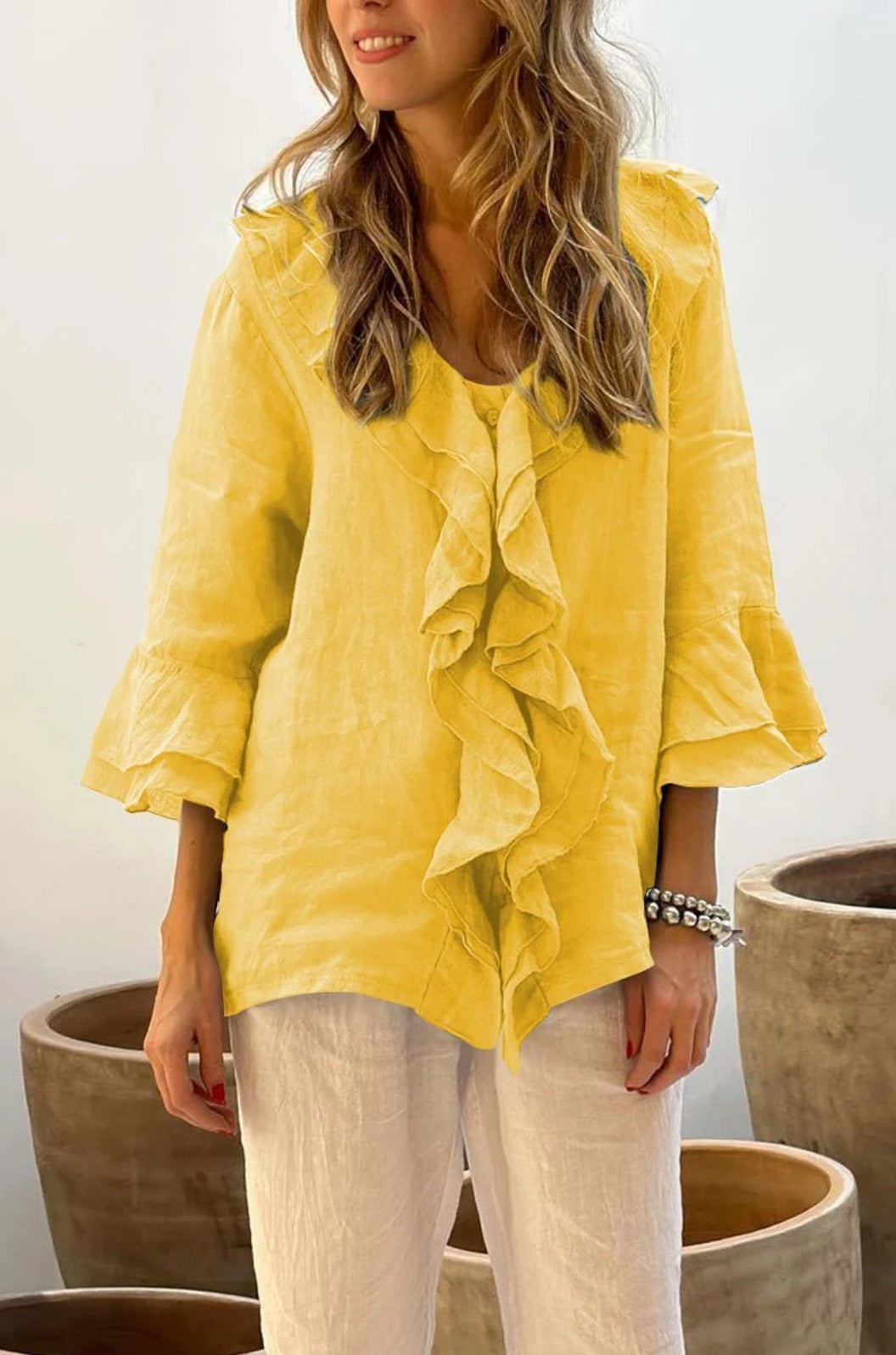 Cherry – rose-tide ruffle blouse