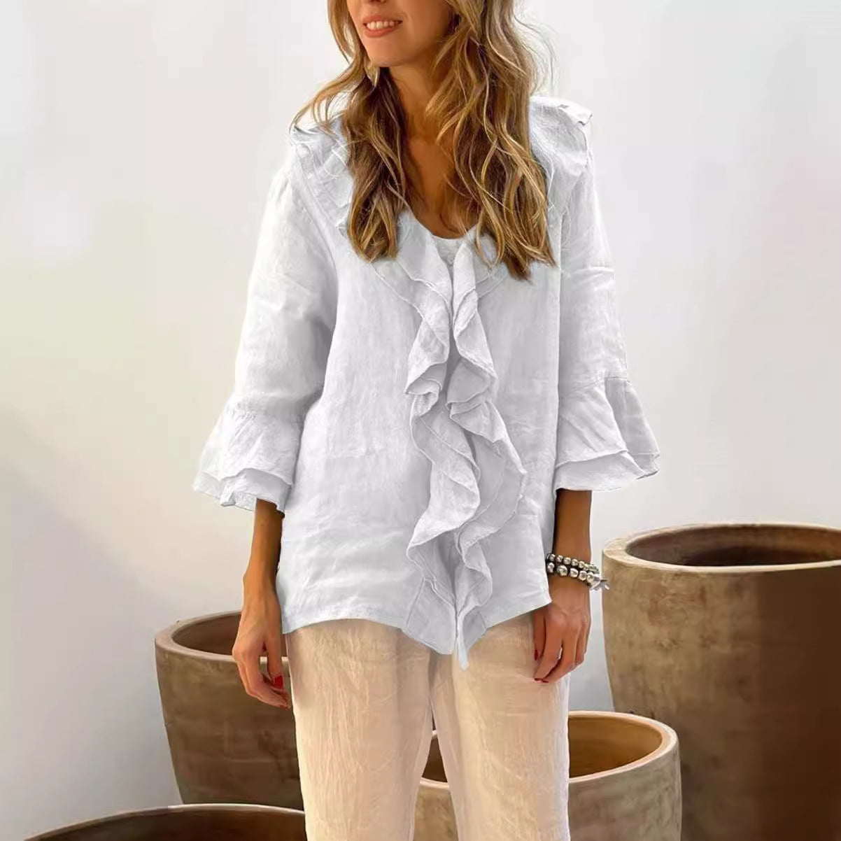 Cherry – rose-tide ruffle blouse