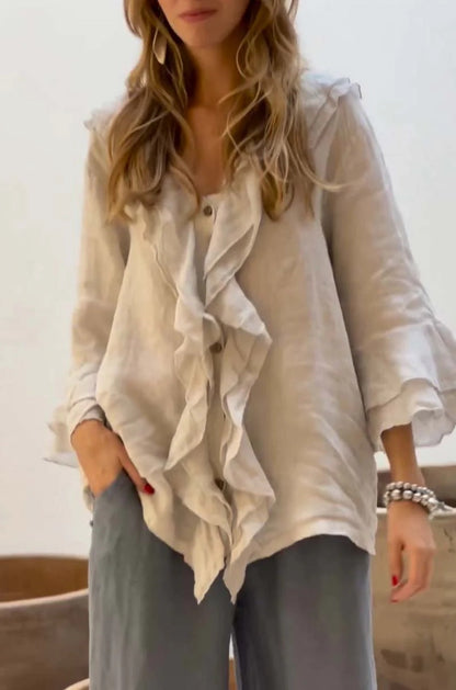 Cherry – rose-tide ruffle blouse