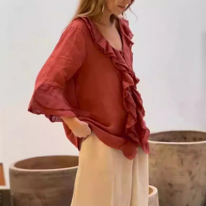 Cherry – rose-tide ruffle blouse