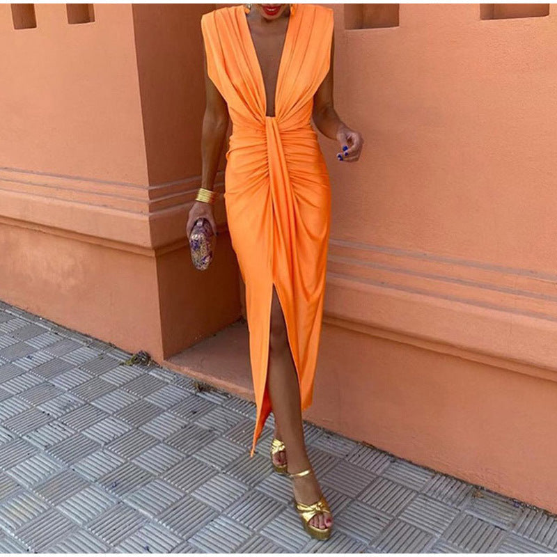 ISABELLA - PARTY DRESS WITH PLUNGING NECKLINE