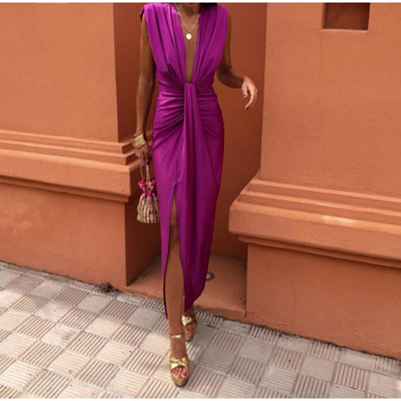 ISABELLA - PARTY DRESS WITH PLUNGING NECKLINE