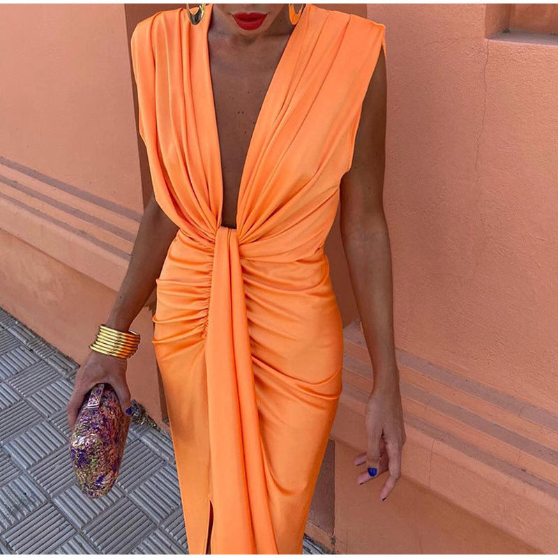ISABELLA - PARTY DRESS WITH PLUNGING NECKLINE