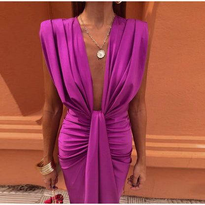 ISABELLA - PARTY DRESS WITH PLUNGING NECKLINE