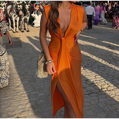 ISABELLA - PARTY DRESS WITH PLUNGING NECKLINE