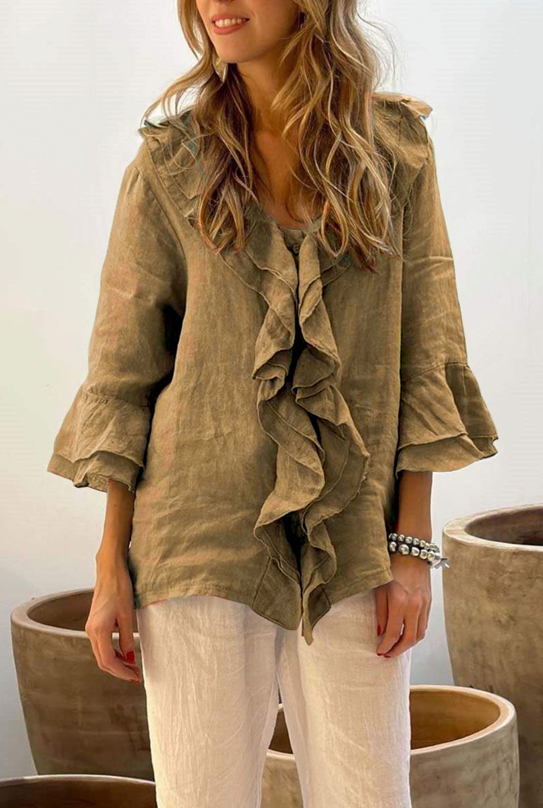 Cherry – rose-tide ruffle blouse