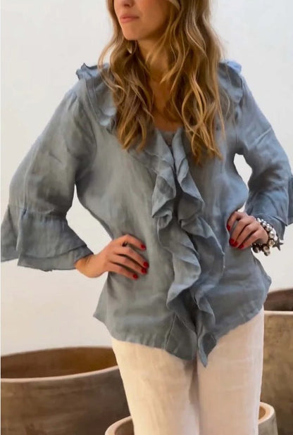 Cherry – rose-tide ruffle blouse